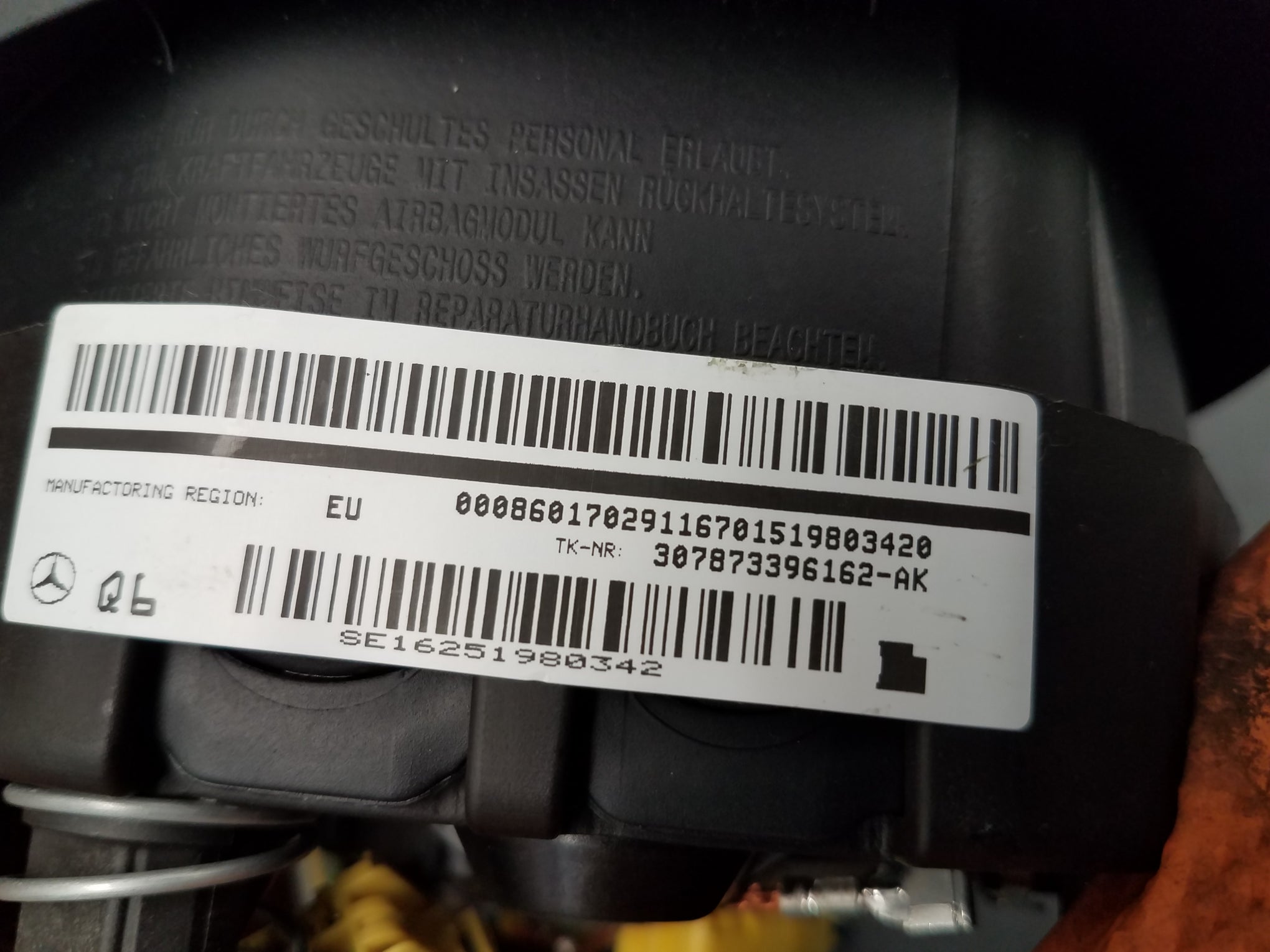 2016 Mercedes AMG C 63 S Steering Wheel Airbag #3768 V2