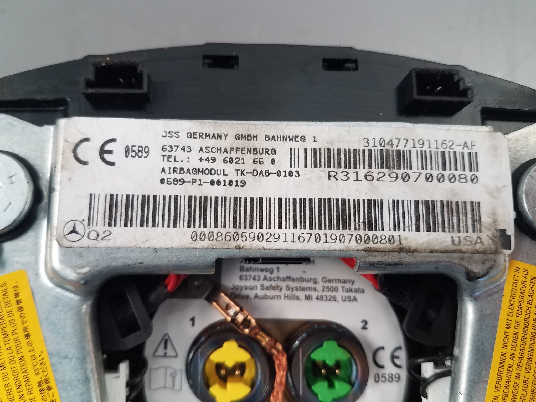 2011 Mercedes Benz AMG E 63 Steering Wheel Airbag #8509