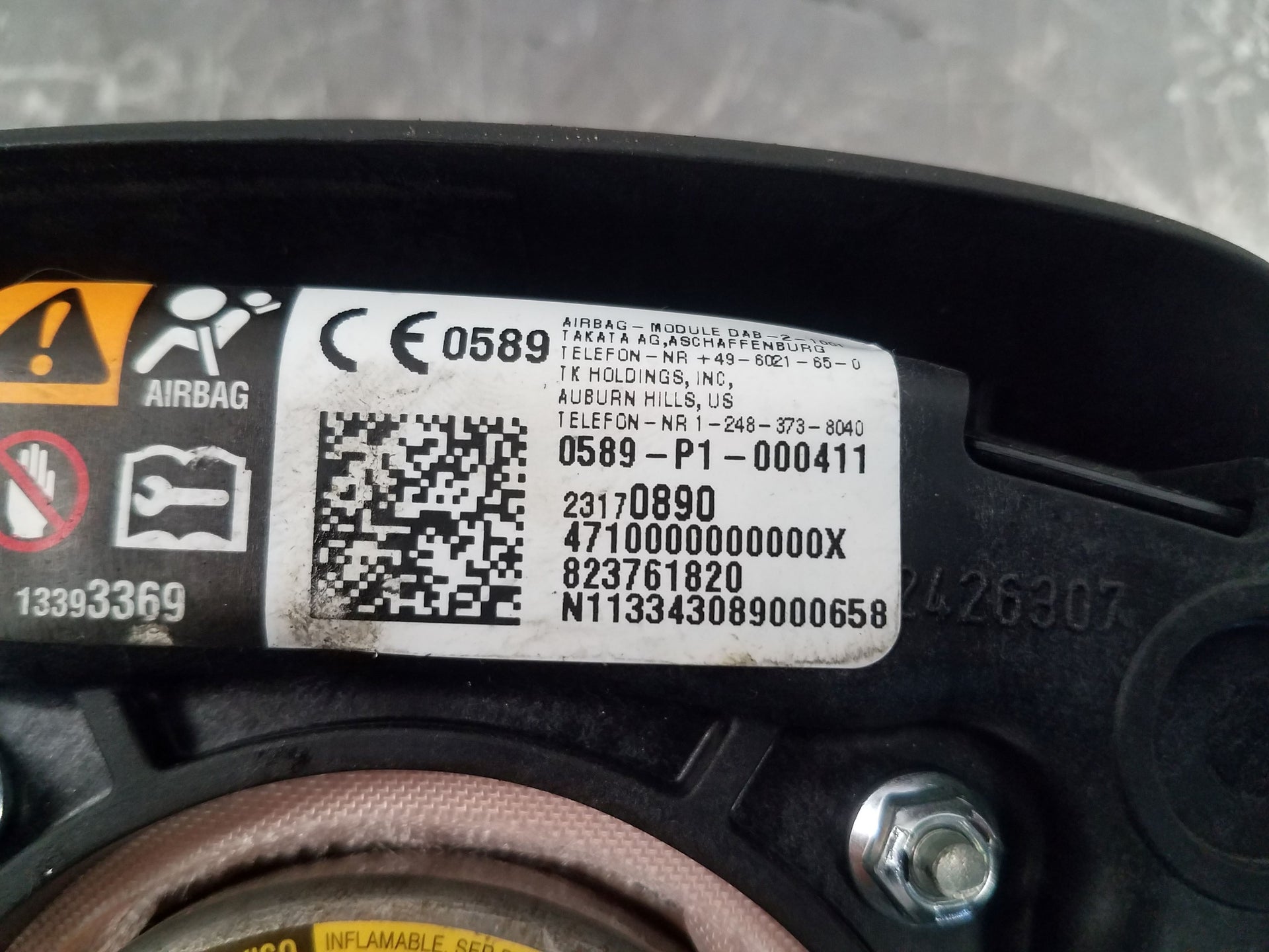 2014 Chevy Camaro SS Steering Wheel Airbag #2605 Y6