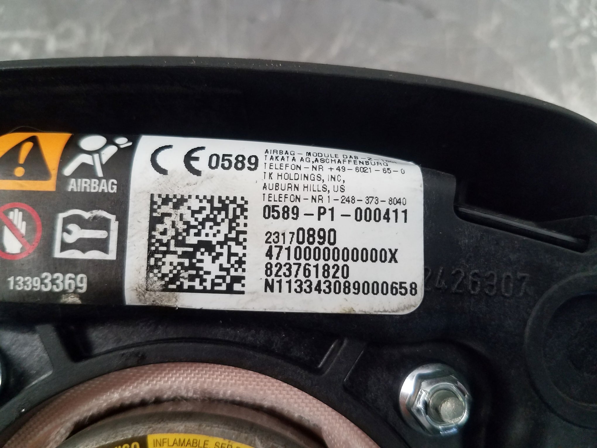 2014 Chevy Camaro SS Steering Wheel Airbag #2605 Y6