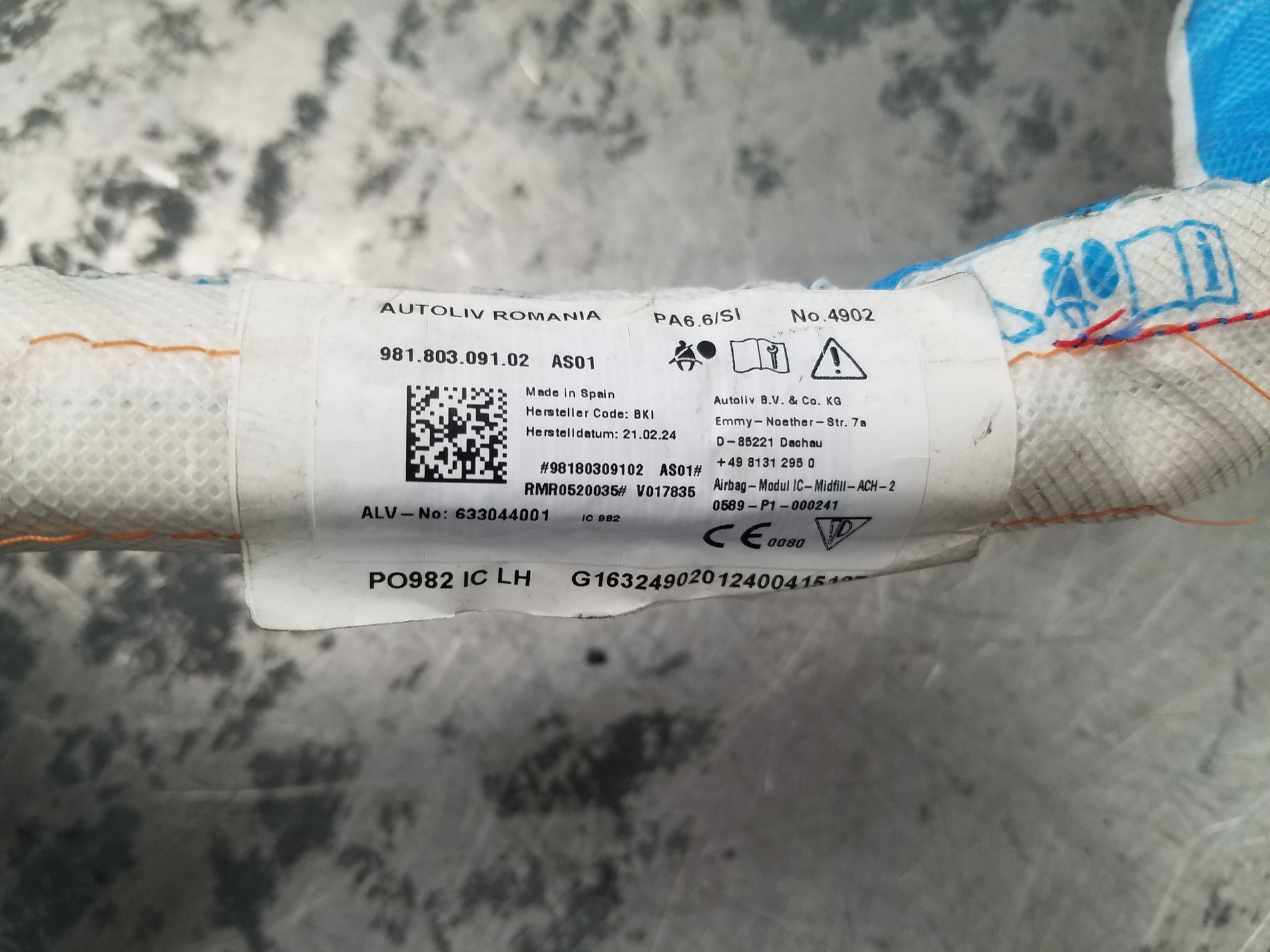 2024 Porsche Cayman GT4 RS Left Side Curtain Airbag #74617 Z4