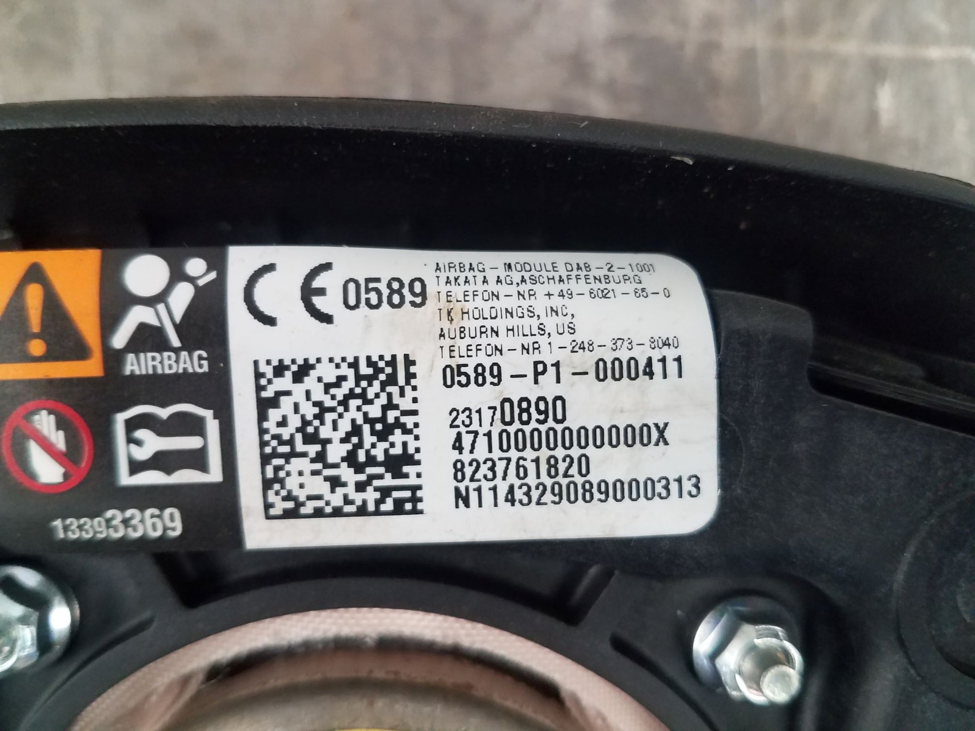 2015 Chevy Camaro SS Steering Wheel Airbag #7798 X2